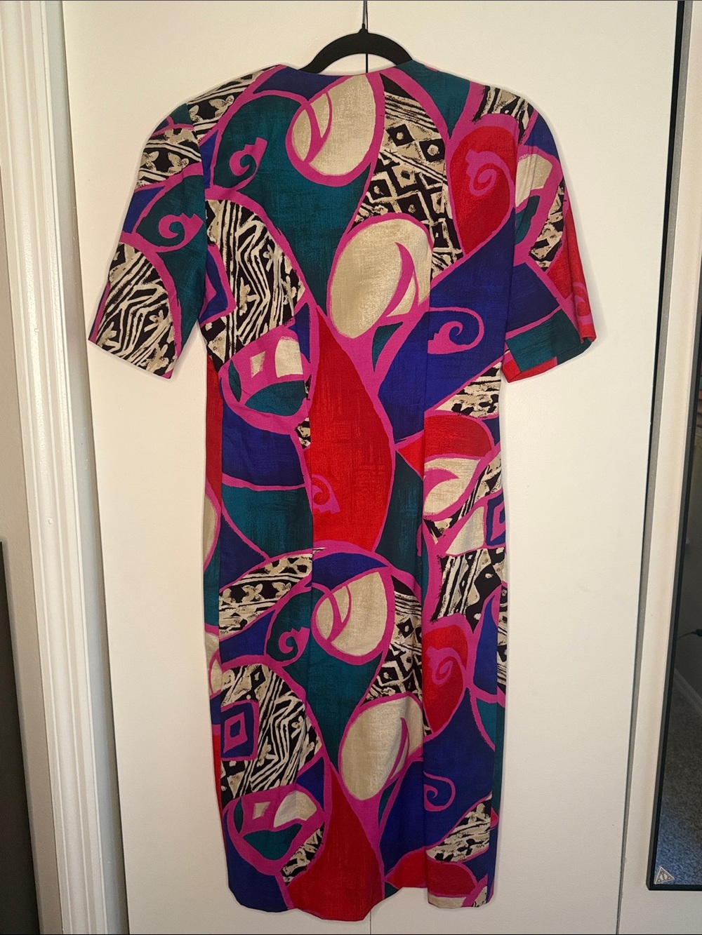 VINTAGE Teal & Pink Abstract American Design Dress - Picture 4 of 4